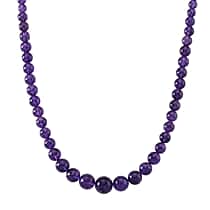 D'Joy Rare Size AAA Zambian Amethyst Necklace (Size - 20) with Magnetic Lock in Rhodium Overlay Sterling Silver 353.00 Ct.