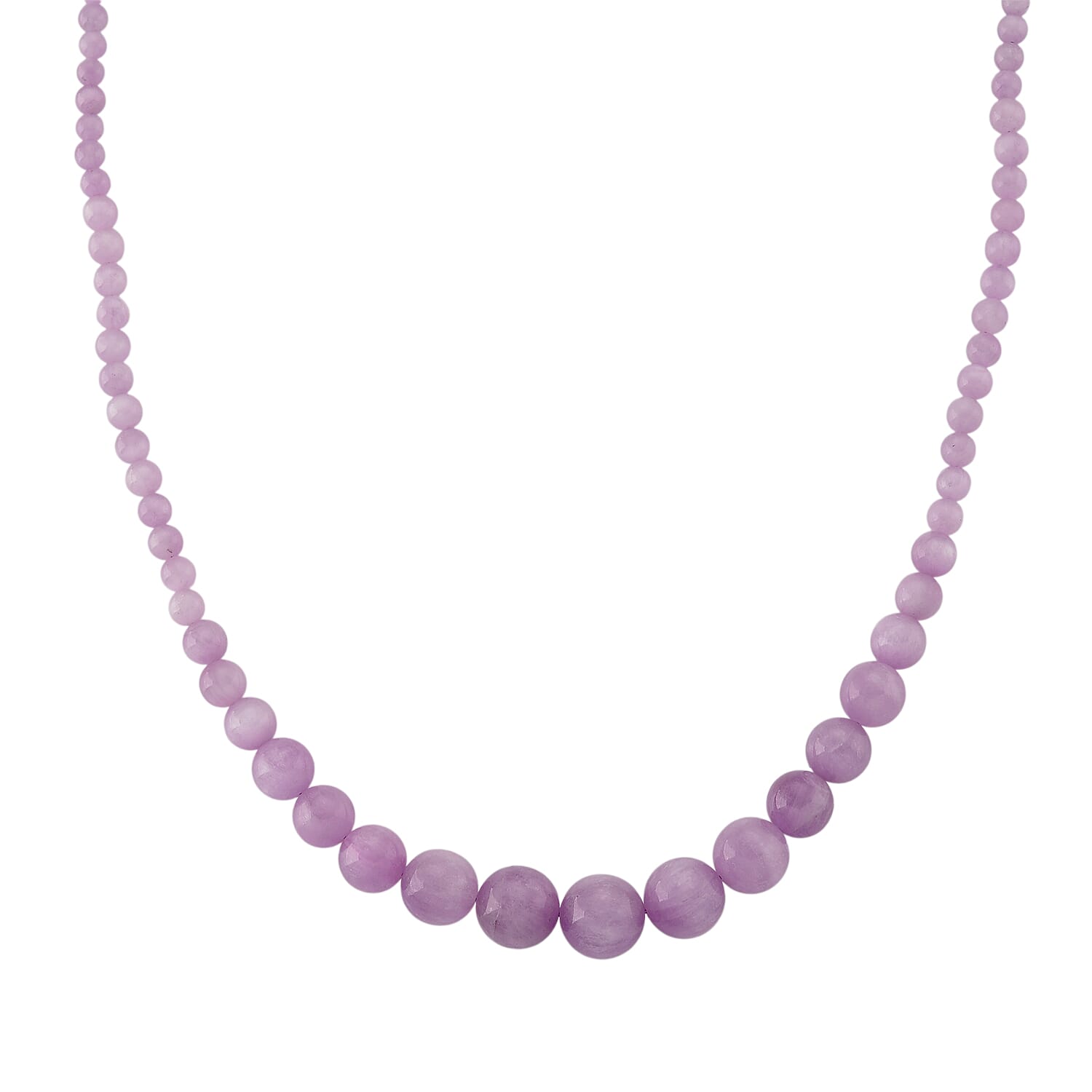 Rare Find- Urucum Kunzite Beads Necklace (Size - 20) with Magnetic Lock in Rhodium Overlay Sterling Silver 270.00 Ct.