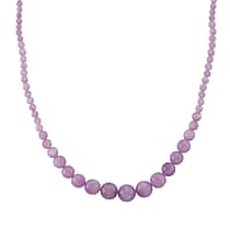 Rare Find- Natural Kunzite Necklace (Size - 20) with Magnetic Lock in Rhodium Overlay Sterling Silver 270.00 Ct.