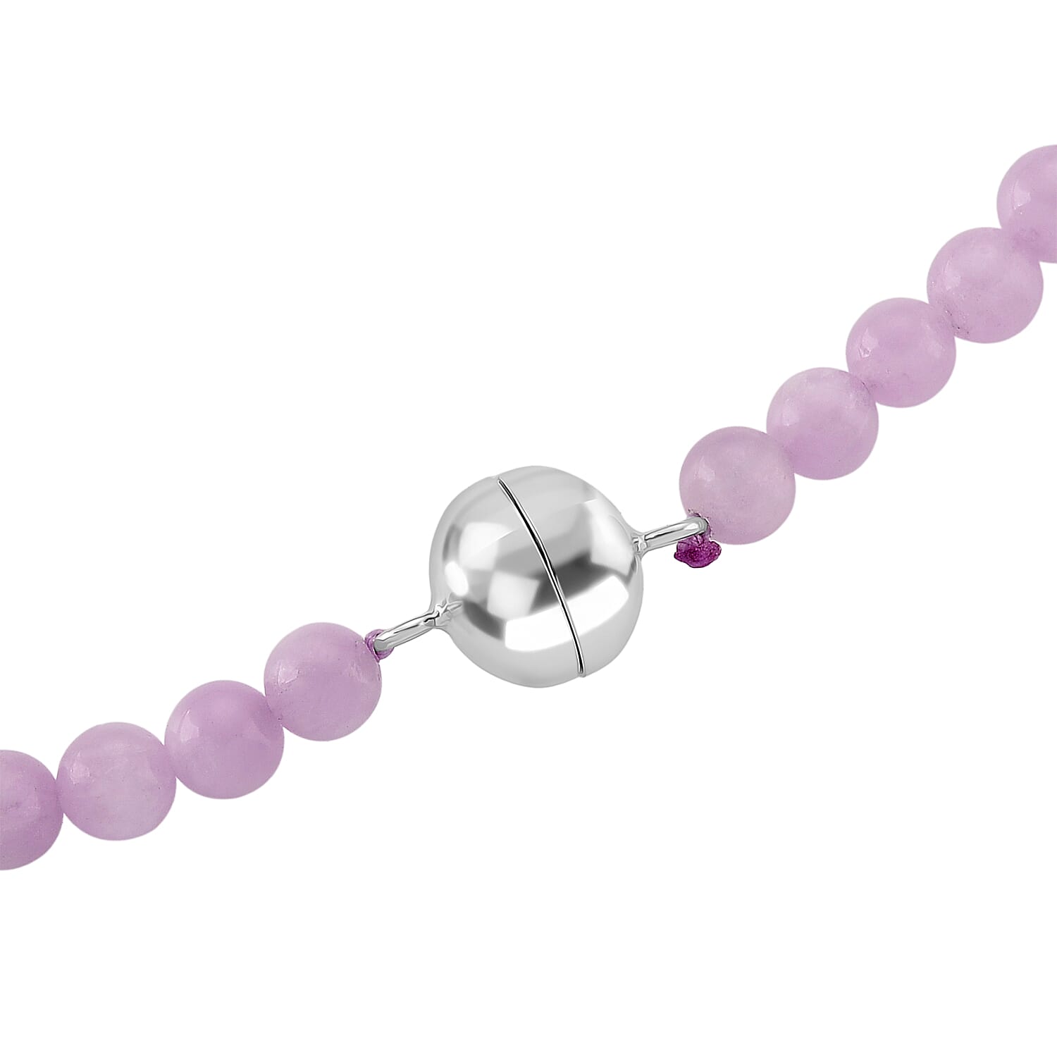 Rare Find- Urucum Kunzite Beads Necklace (Size - 20) with Magnetic Lock in Rhodium Overlay Sterling Silver 270.00 Ct.