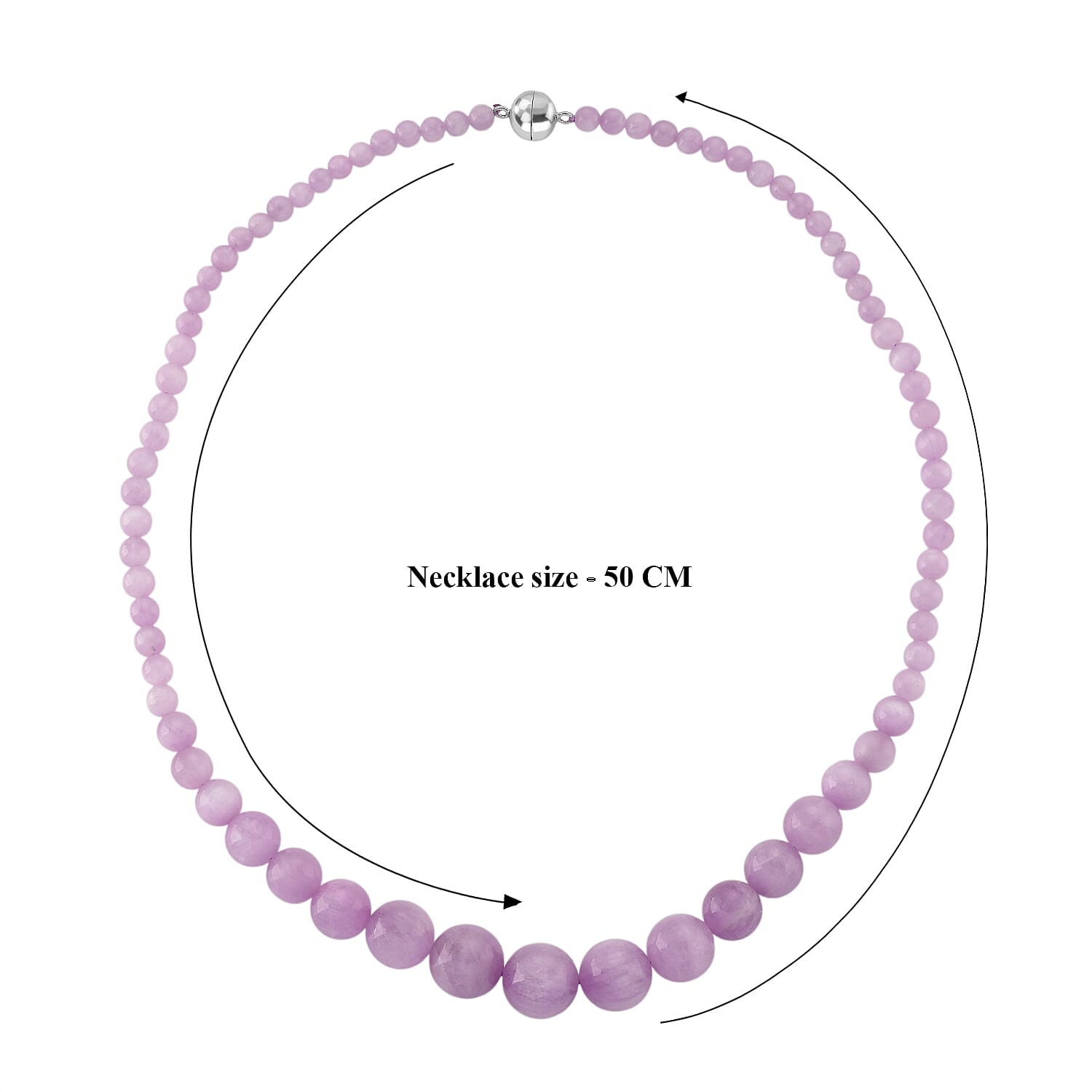 Rare Find- Urucum Kunzite Beads Necklace (Size - 20) with Magnetic Lock in Rhodium Overlay Sterling Silver 270.00 Ct.
