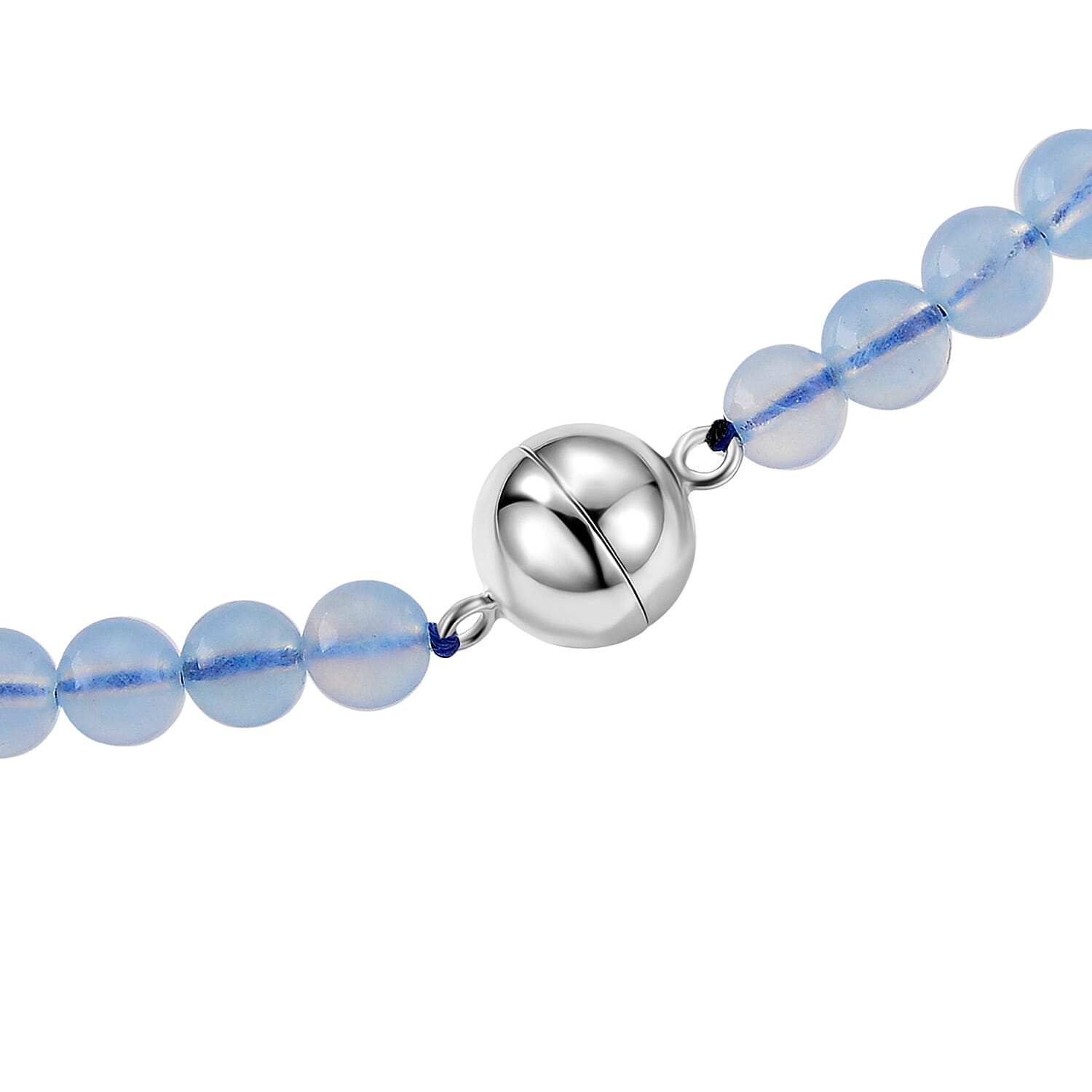 AAA Brazilian Santa Maria Aquamarine Necklace (Size - 20) with Magnetic Lock in Rhodium Overlay Sterling Silver 240.00 Ct.