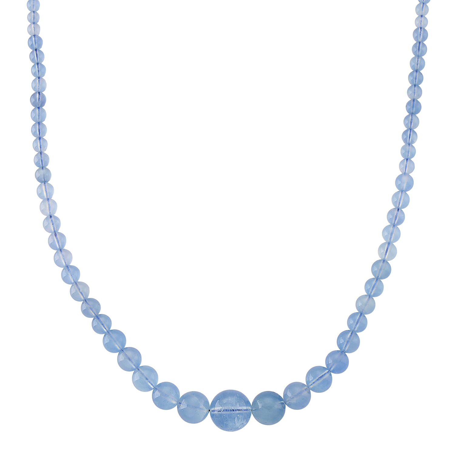AAA Brazilian Santa Maria Aquamarine Necklace (Size - 20) with Magnetic Lock in Rhodium Overlay Sterling Silver 240.00 Ct.