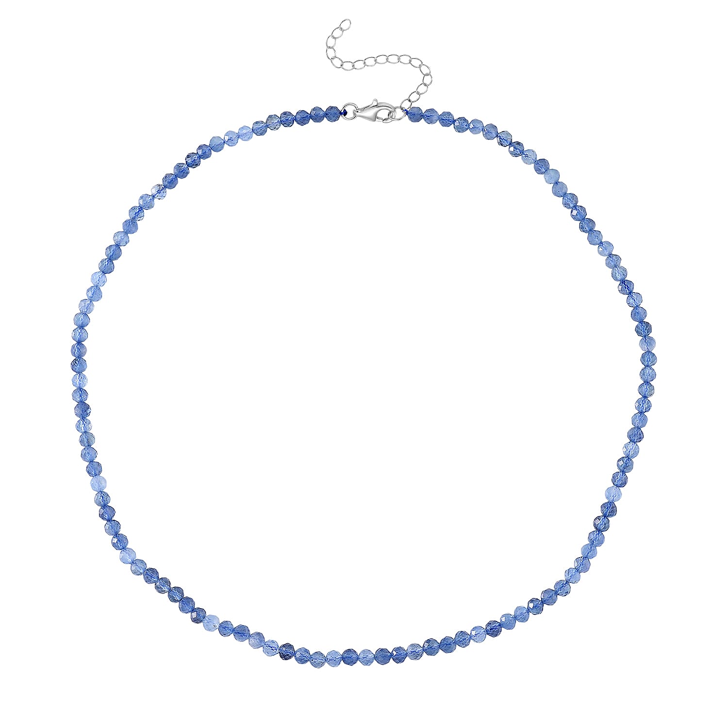 D'Joy AAA Brazilian Santa Maria Aquamarine Necklace (Size - 18-2 EXT) with Lobster Clasp in Rhodium Overlay Sterling Silver 48.00 Ct