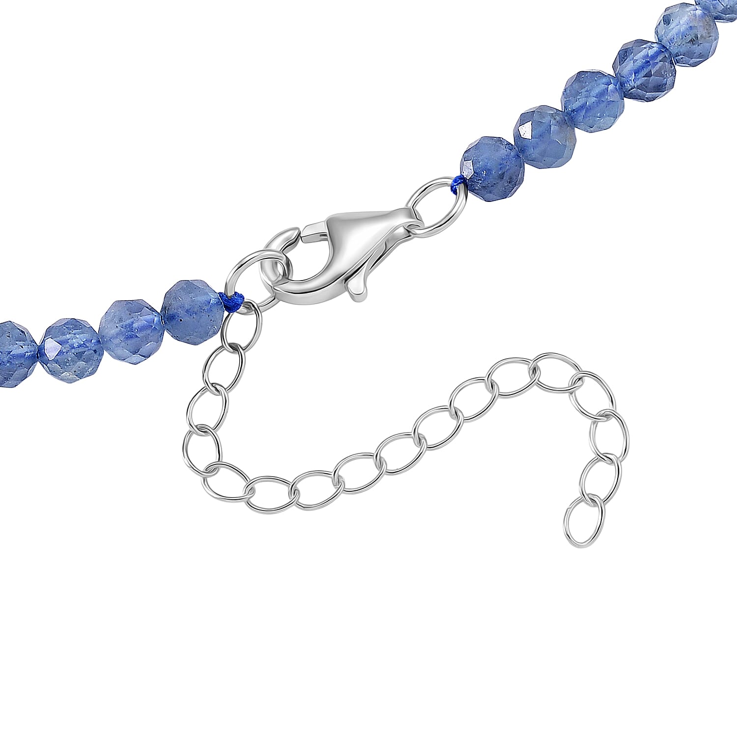 D'Joy AAA Brazilian Santa Maria Aquamarine Necklace (Size - 18-2 EXT) with Lobster Clasp in Rhodium Overlay Sterling Silver 48.00 Ct