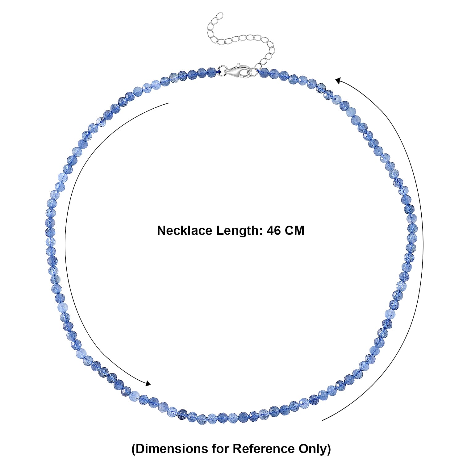 D'Joy AAA Brazilian Santa Maria Aquamarine Necklace (Size - 18-2 EXT) with Lobster Clasp in Rhodium Overlay Sterling Silver 48.00 Ct