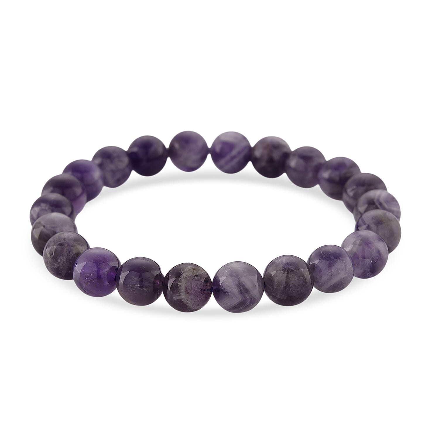 African Amethyst Beads Stretchable Bracelet (Size 7-7.7) 120.00 Ct.