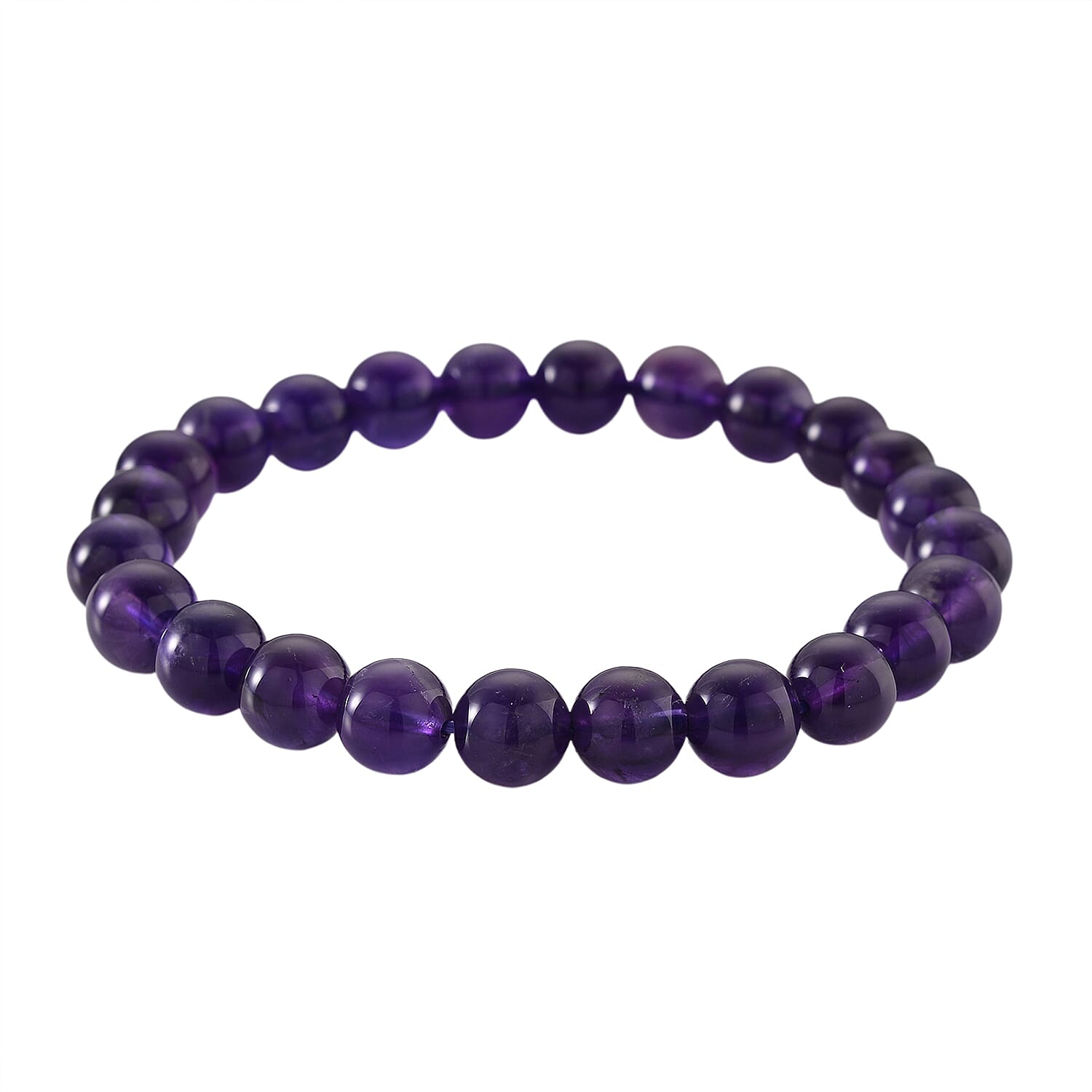 AAA Uruguay Amethyst Beads Stretchable Bracelet (Size 7-7.5) 93.00 Ct.