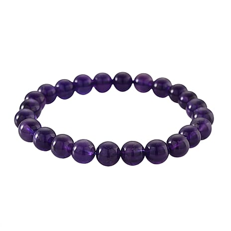 AAA Uruguay Amethyst Beads Stretchable Bracelet (Size 7-7.5) 93.00 Ct.