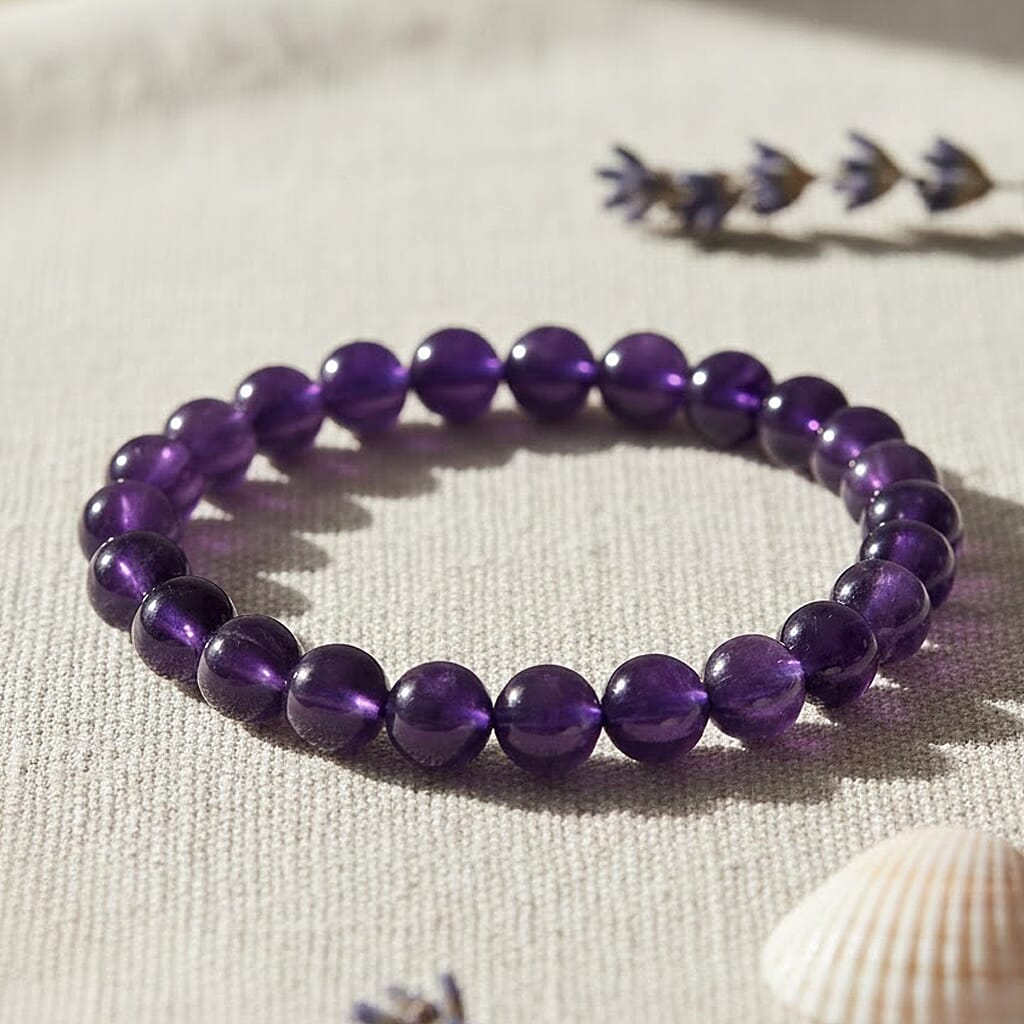 AAA Uruguay Amethyst Beads Stretchable Bracelet (Size 7-7.5) 93.00 Ct.