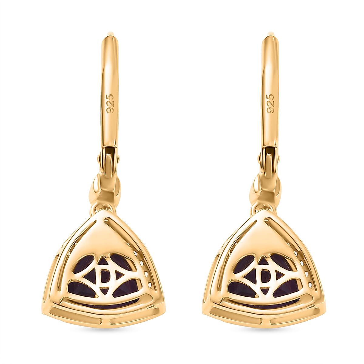 D'Joy AAA African Amethyst & White Zircon Solitaire Lever Back Earring in Yellow Gold Plated Sterling Silver 4.07 Ct