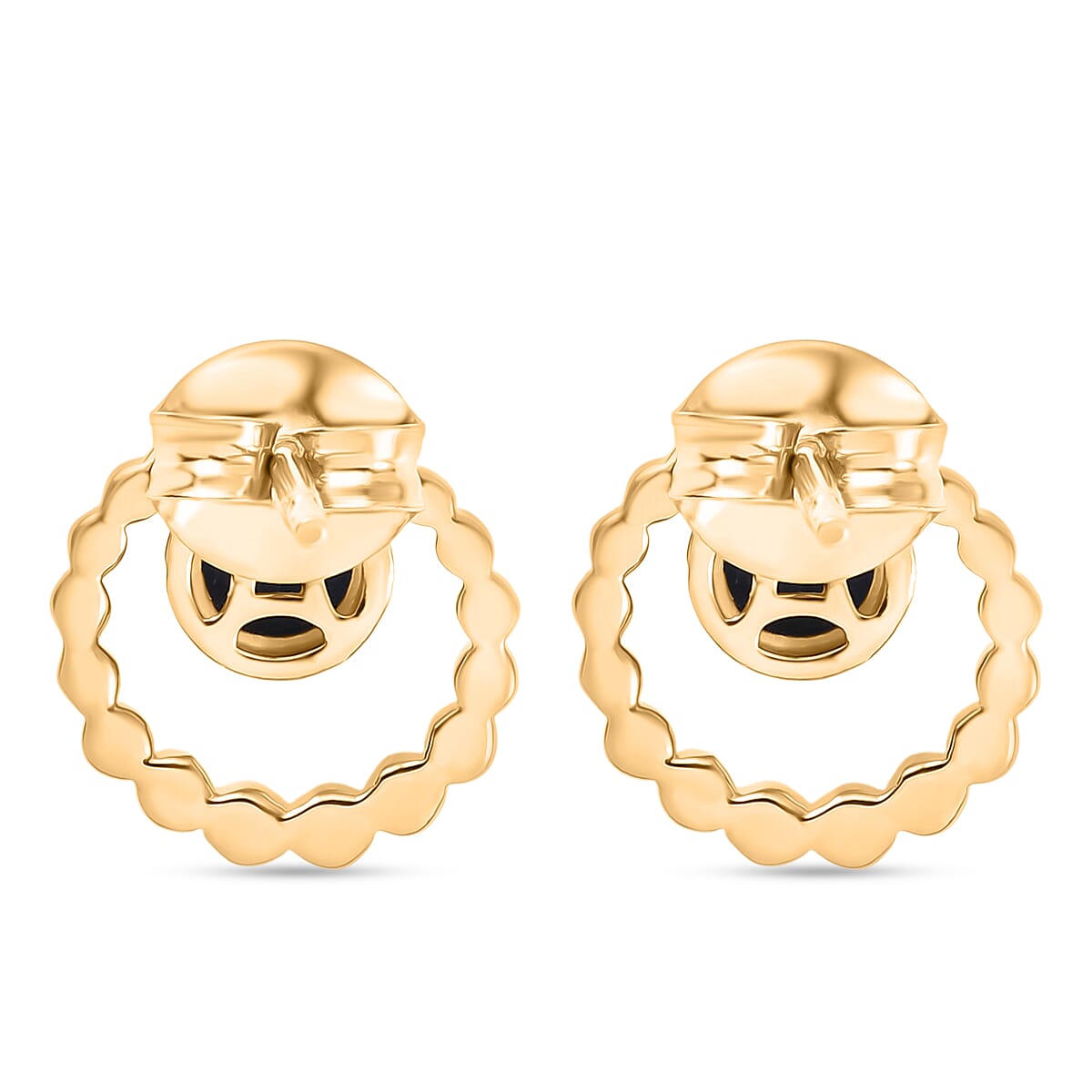 D'Joy AAA Natural Kashmir Kyanite Orbital Earring with Push Back in Yellow Gold Plated Sterling Silver