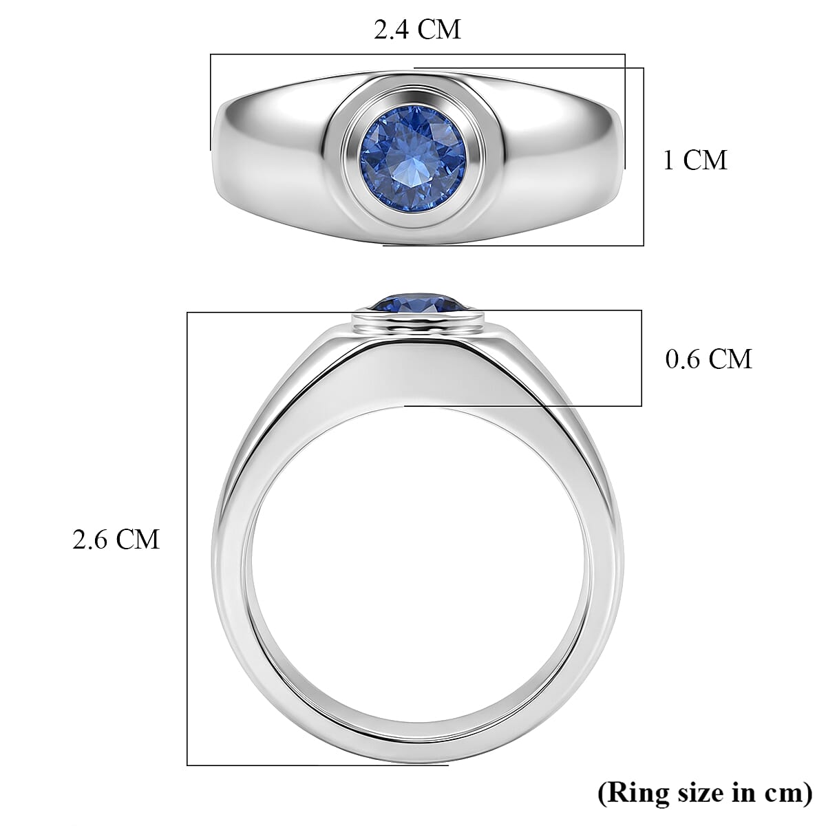D'Joy AAA Natural Kashmir Kyanite Solitaire Ring in Rhodium Overlay Sterling Silver 1.03 Ct.