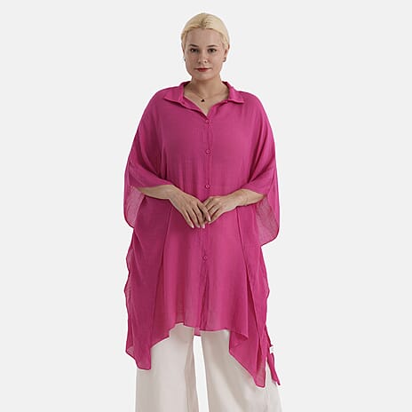 - Maisi Longline Lightweight Shirt (One Size 8 to 22) - Dark Pink