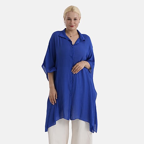 - Maisi Longline Lightweight Shirt (One Size 8 to 22) - Dark Blue