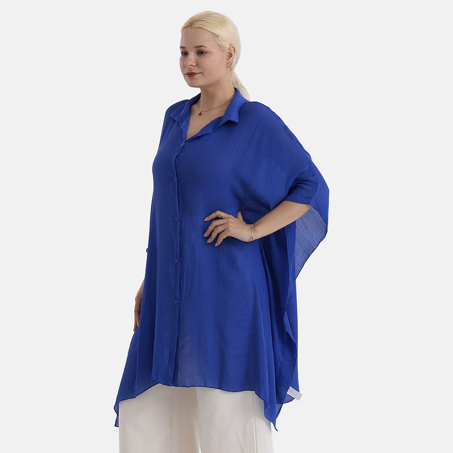 - Maisi Longline Lightweight Shirt (One Size 8 to 22) - Dark Blue