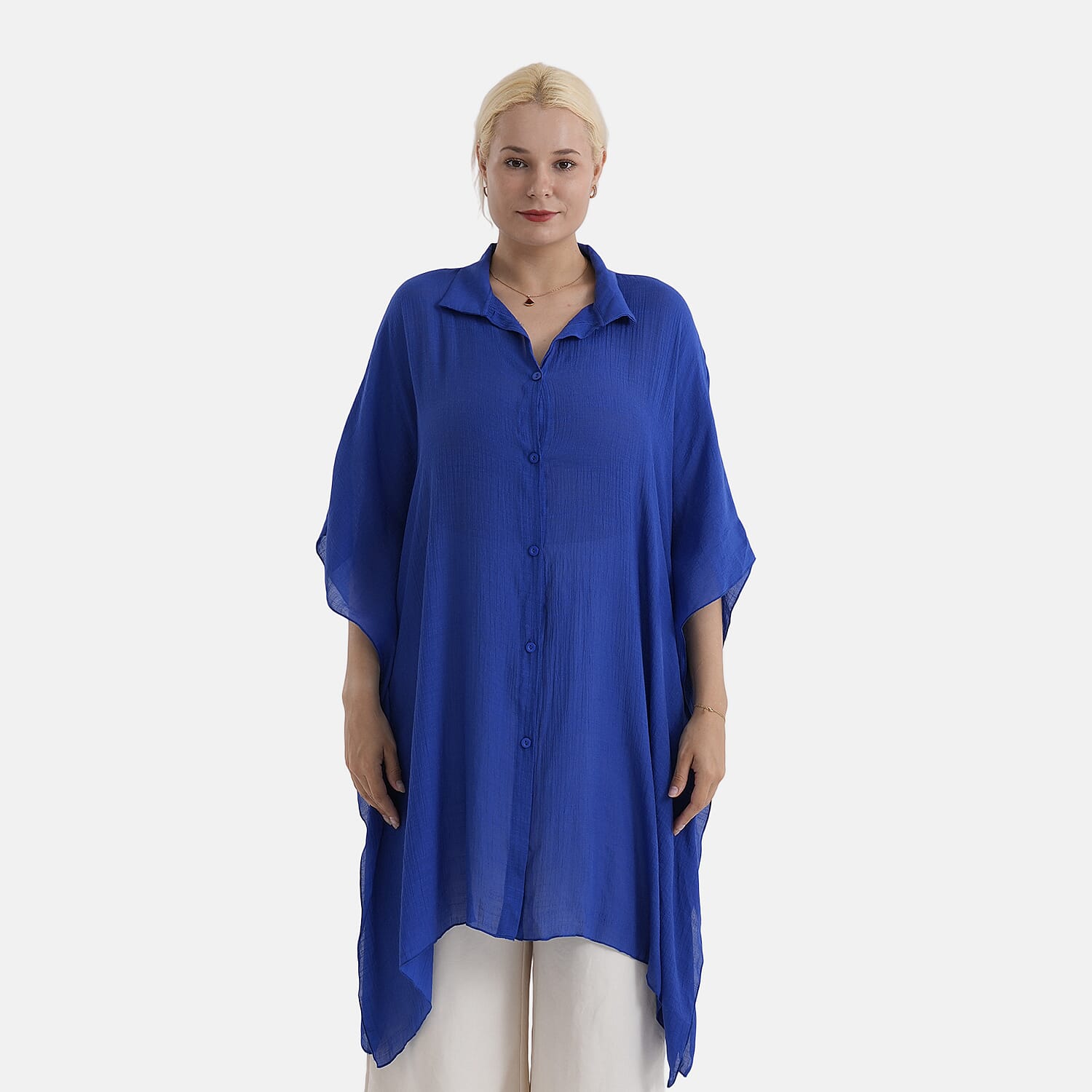 - Maisi Longline Lightweight Shirt (One Size 8 to 22) - Dark Blue