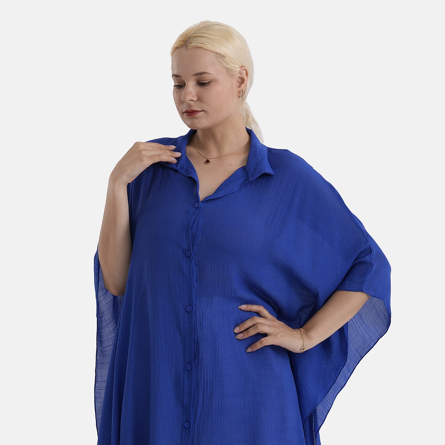 - Maisi Longline Lightweight Shirt (One Size 8 to 22) - Dark Blue