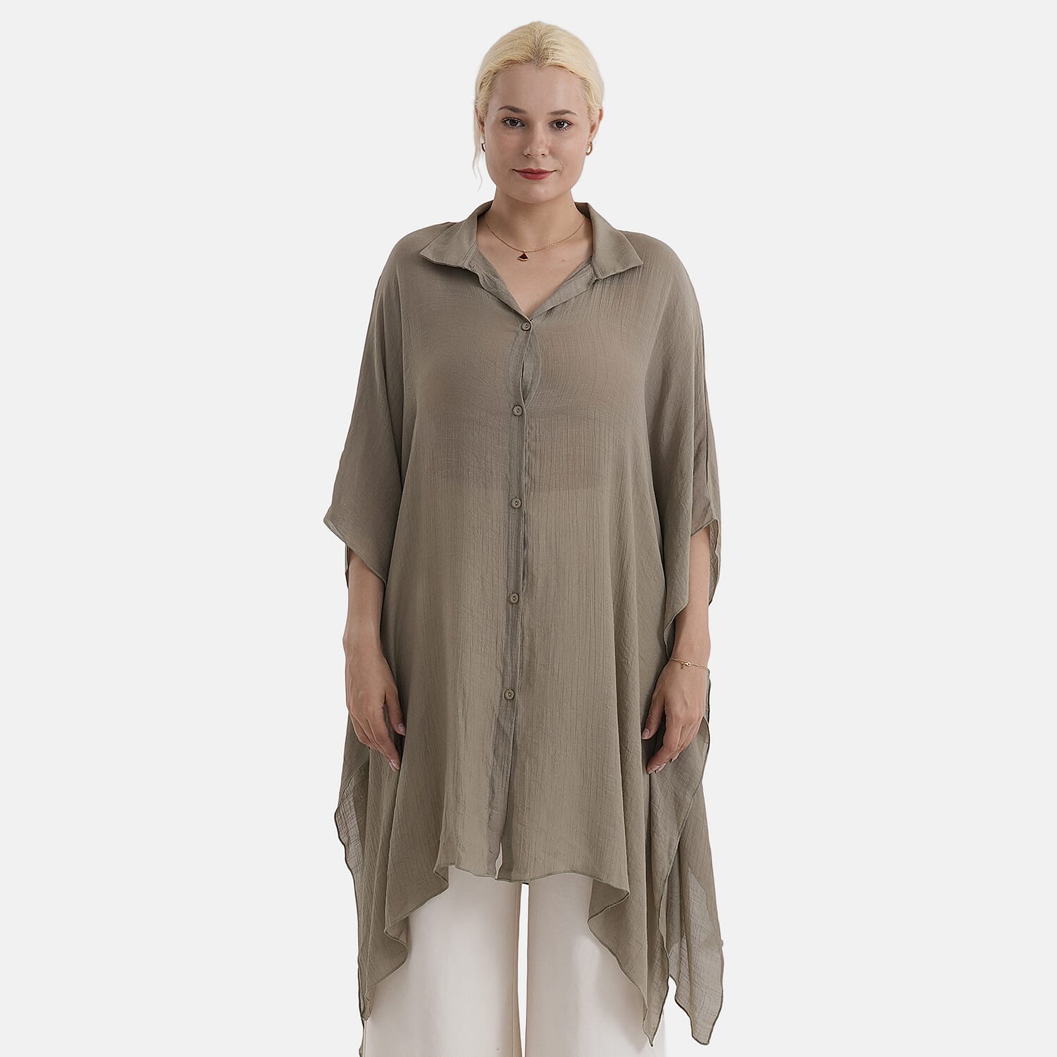 - Maisi Longline Lightweight Shirt (One Size 8 to 22) - Khaki