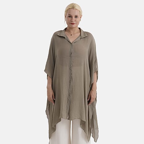- Maisi Longline Lightweight Shirt (One Size 8 to 22) - Khaki