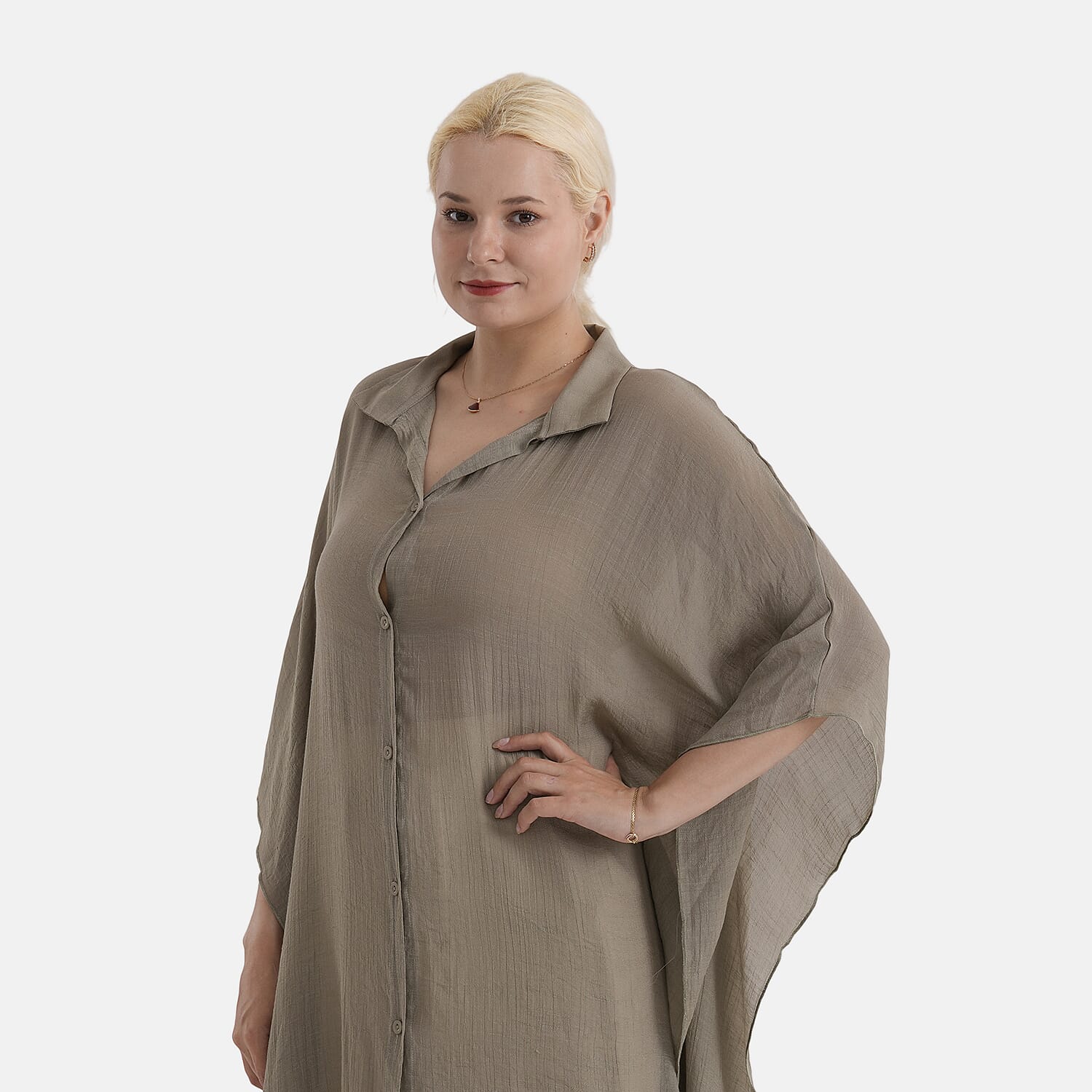 - Maisi Longline Lightweight Shirt (One Size 8 to 22) - Khaki