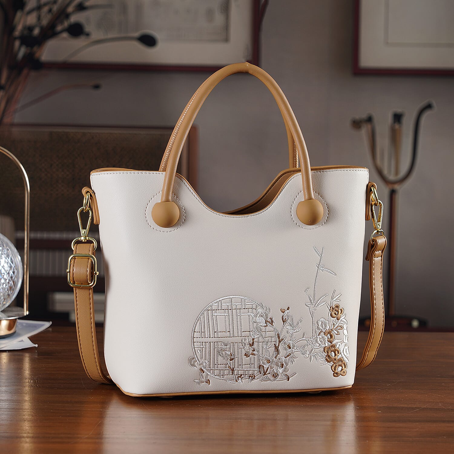 Crossbody Bag (Size - One Size) - Brown & White
