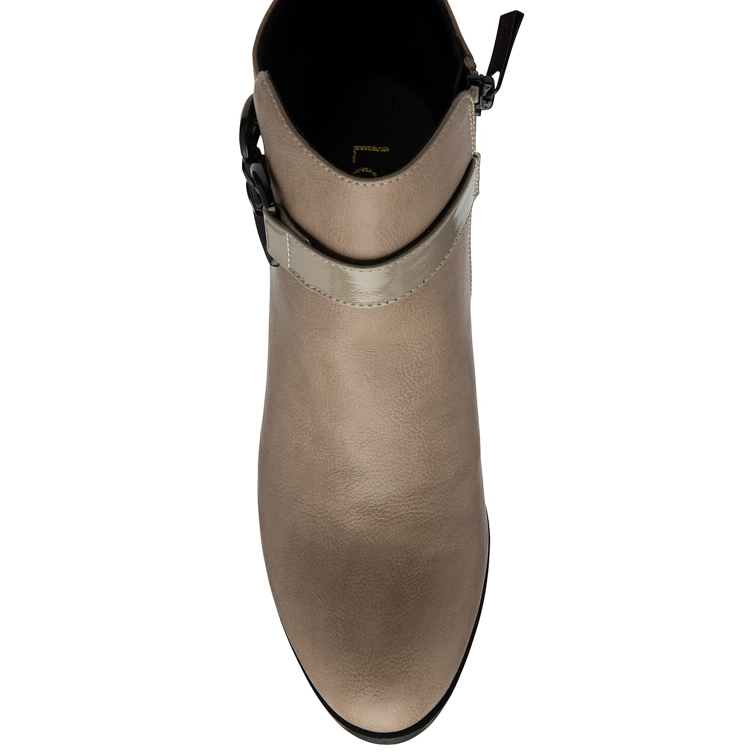 Lotus Amarin Block Heel Ankle Boots With Metallic Chain Detail (Size 4) - Taupe