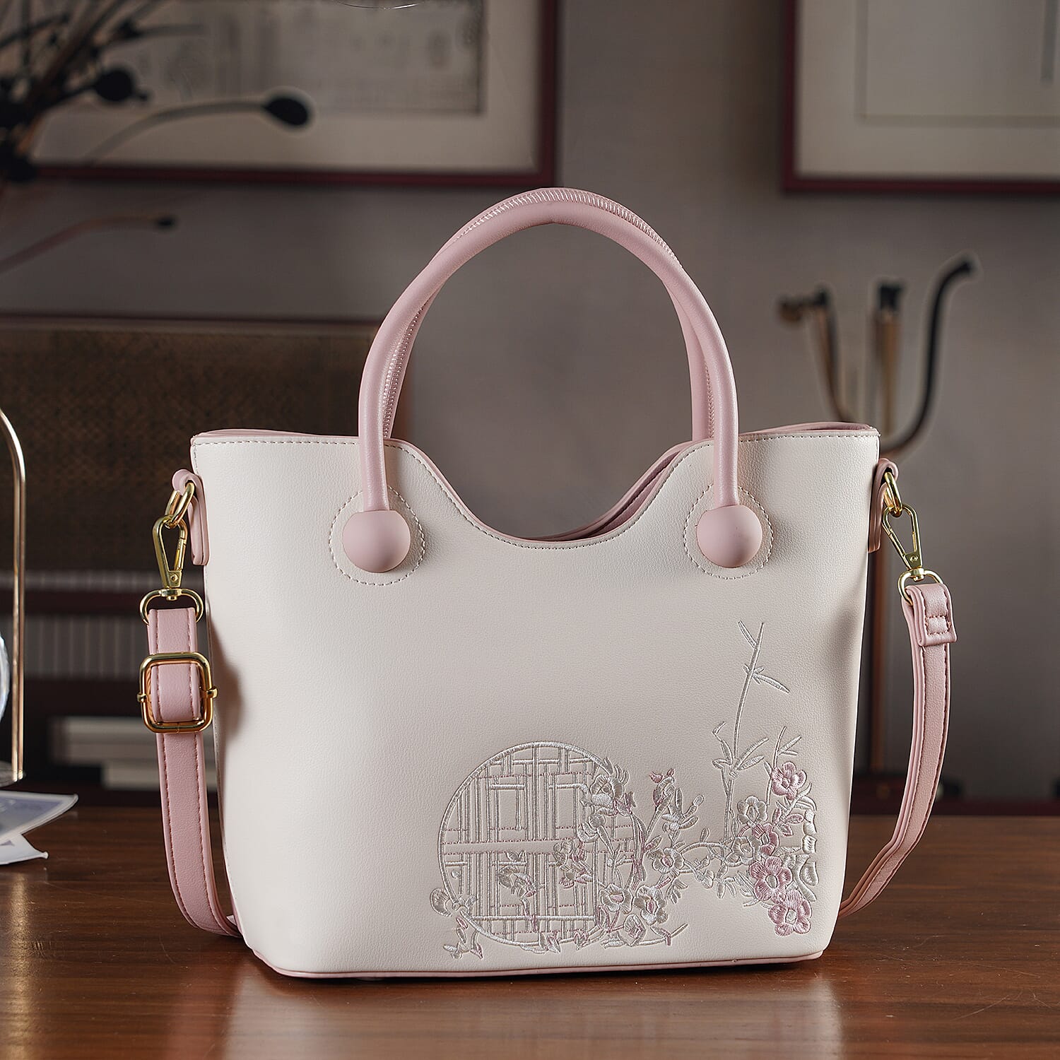 Crossbody Bag (Size - One Size) - Pink & White
