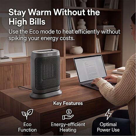 DeLonghi 2KW Capsule Twist Ceramic Heater - 2000W Remote Controlled LED Display 24 hour Timer - 29.4 cm height, 22.4 cm width, 14.2 cm depth, 1.9 kg