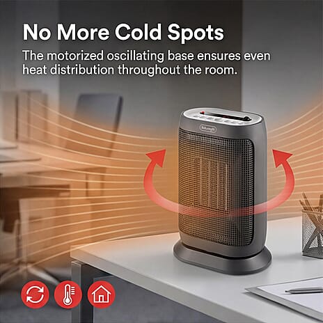 DeLonghi 2KW Capsule Twist Ceramic Heater - 2000W Remote Controlled LED Display 24 hour Timer - 29.4 cm height, 22.4 cm width, 14.2 cm depth, 1.9 kg