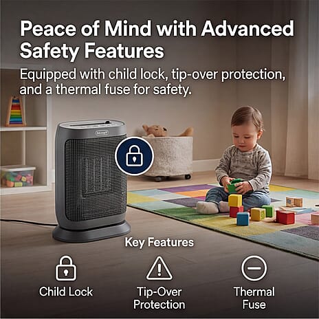 DeLonghi 2KW Capsule Twist Ceramic Heater - 2000W Remote Controlled LED Display 24 hour Timer - 29.4 cm height, 22.4 cm width, 14.2 cm depth, 1.9 kg