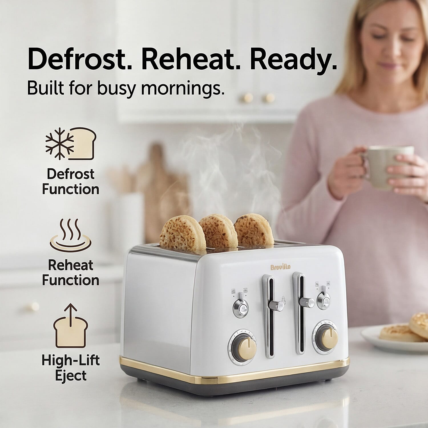 BREVILLE Mostra 4-Slice Toaster - White