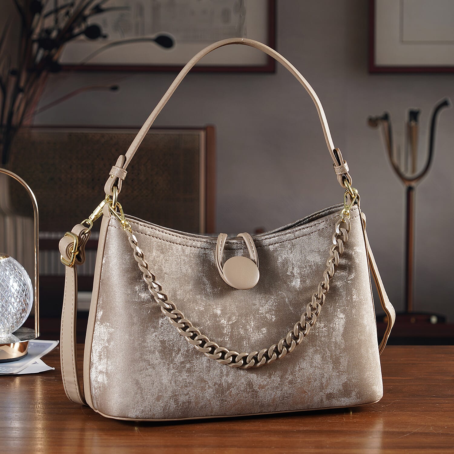 Crossbody Bag (Size - One Size) - Khaki & White