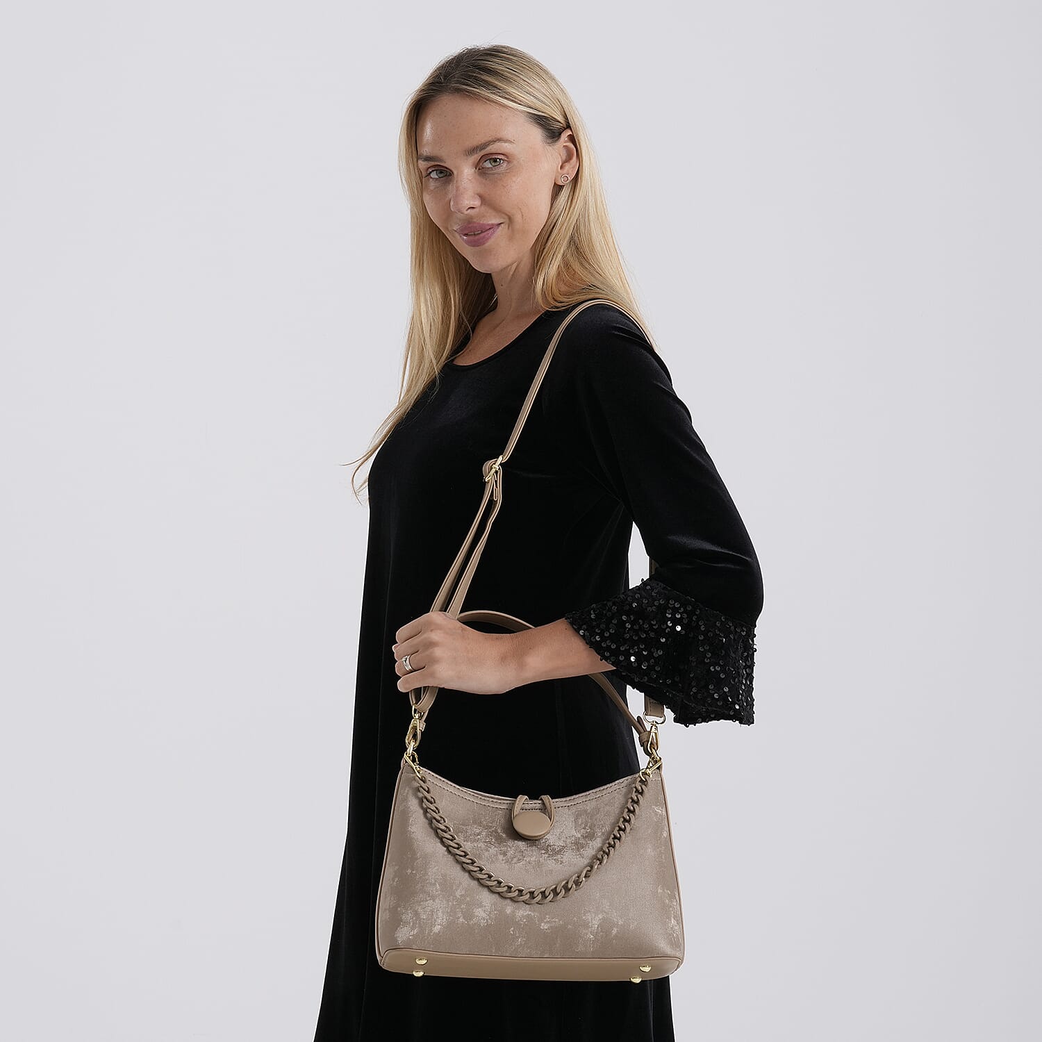 Crossbody Bag (Size - One Size) - Khaki & White