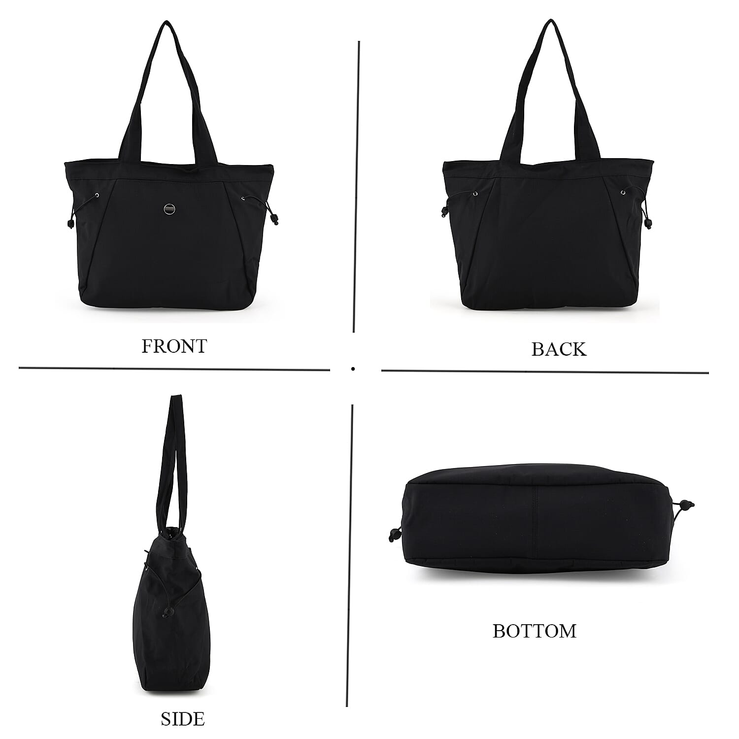 Designer Inspired Multi-Pocket Tote Bag - Black