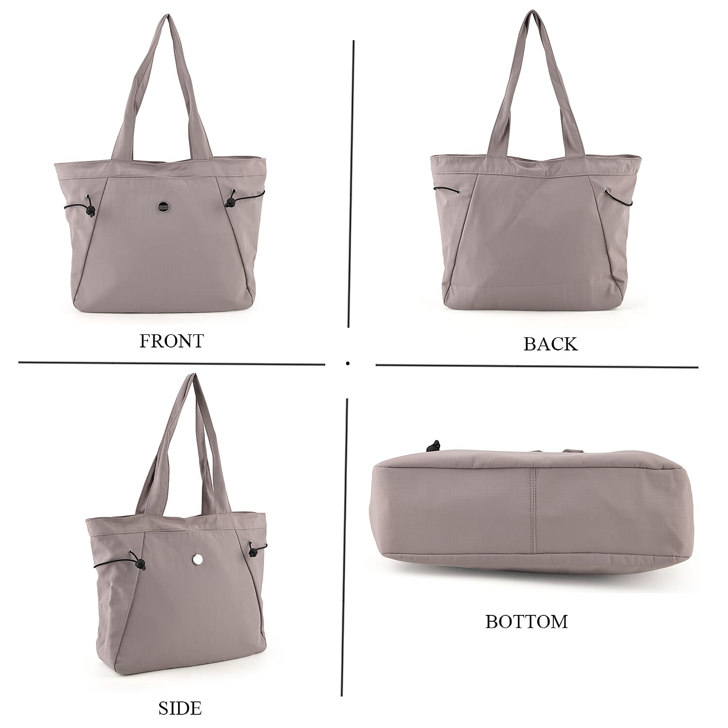 Designer Inspired Multi-Pocket Tote Bag - Light Purple