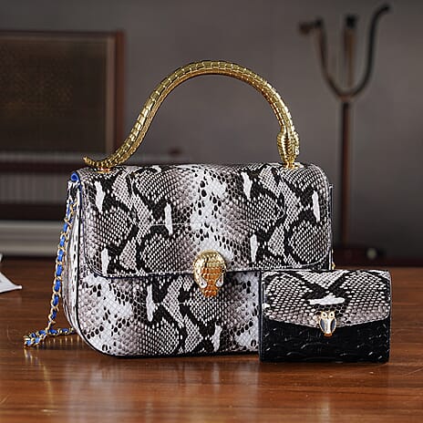 LA MAREY SIGNATURE 100% Premium Leather Handbag with Detachable Sling Strap & Card Holder - Black