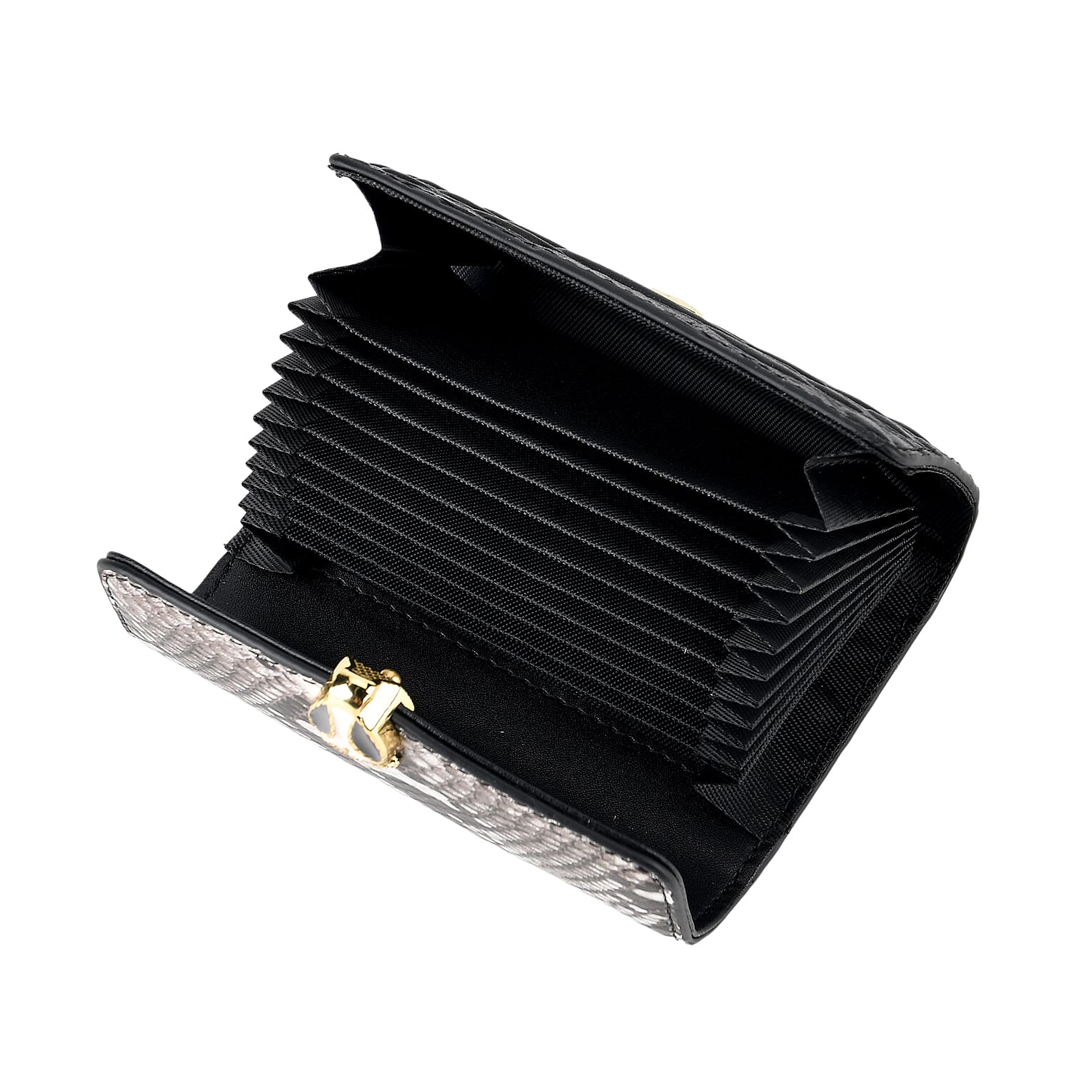 LA MAREY SIGNATURE Set of 2 Genuine Leather Snakeskin Handbag with Detachable Sling Strap & Card Holder - Black & White