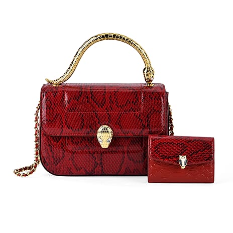 LA MAREY SIGNATURE 100% Premium Leather Handbag with Detachable Sling Strap & Card Holder - Burgundy