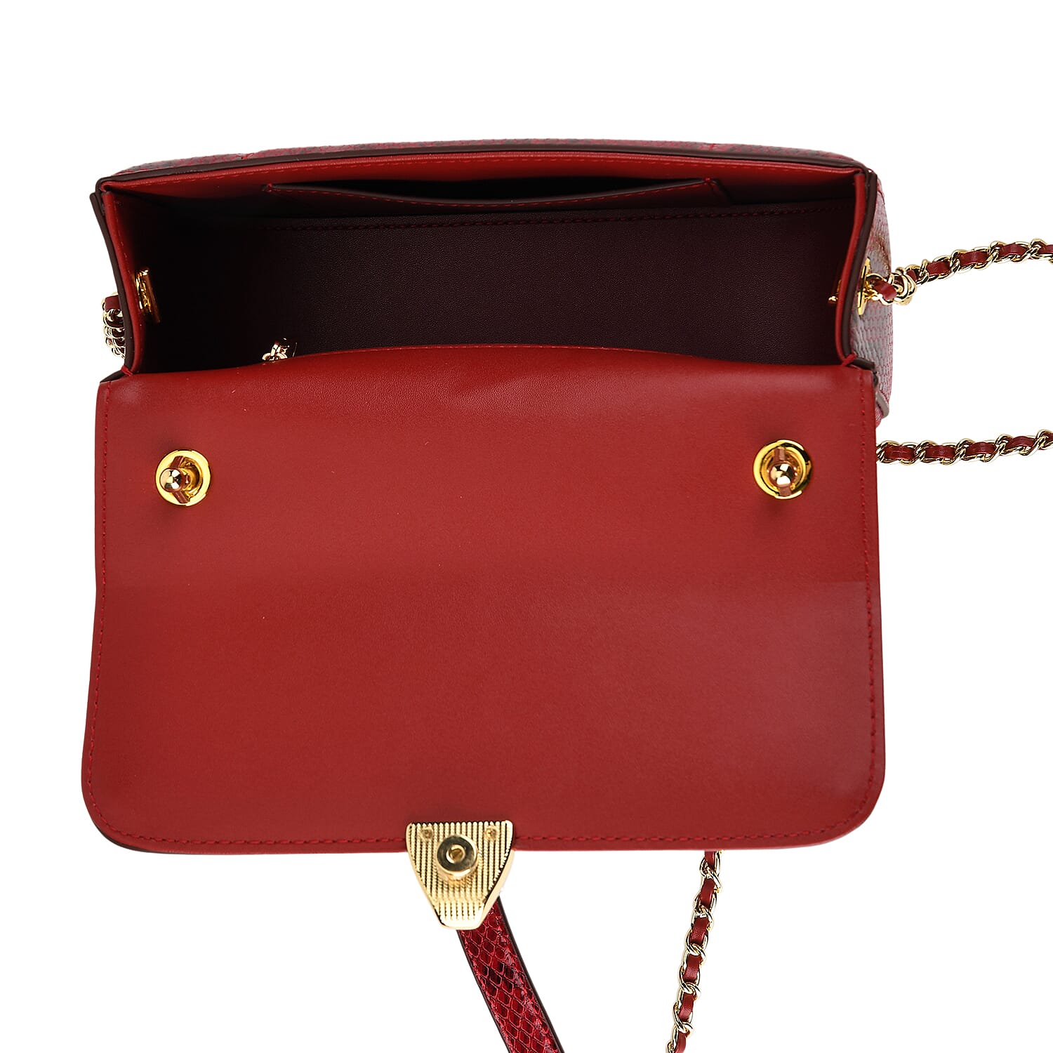 LA MAREY SIGNATURE Set of 2 Genuine Leather Snakeskin Handbag with Detachable Sling Strap & Card Holder - Burgundy