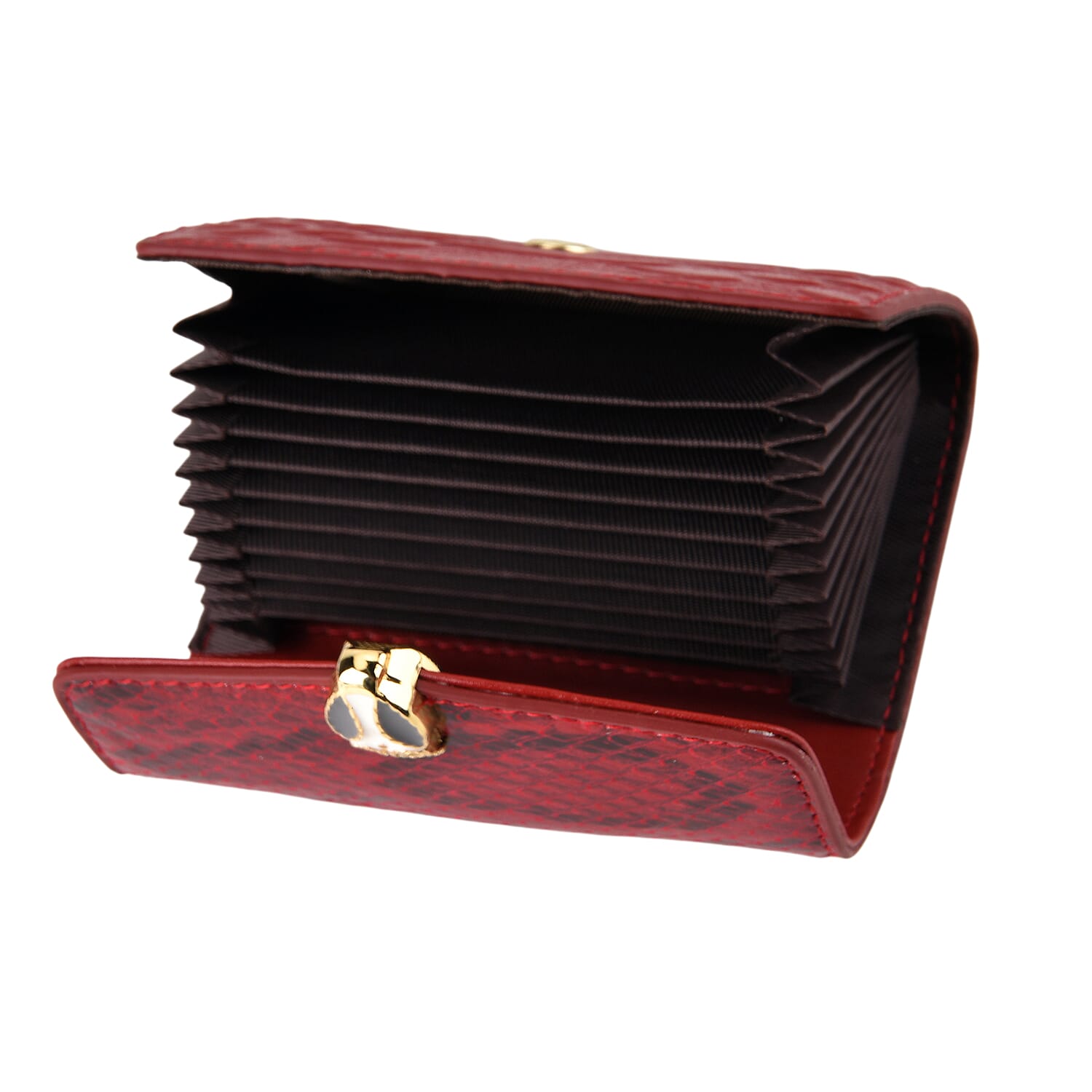 LA MAREY SIGNATURE Set of 2 Genuine Leather Snakeskin Handbag with Detachable Sling Strap & Card Holder - Burgundy