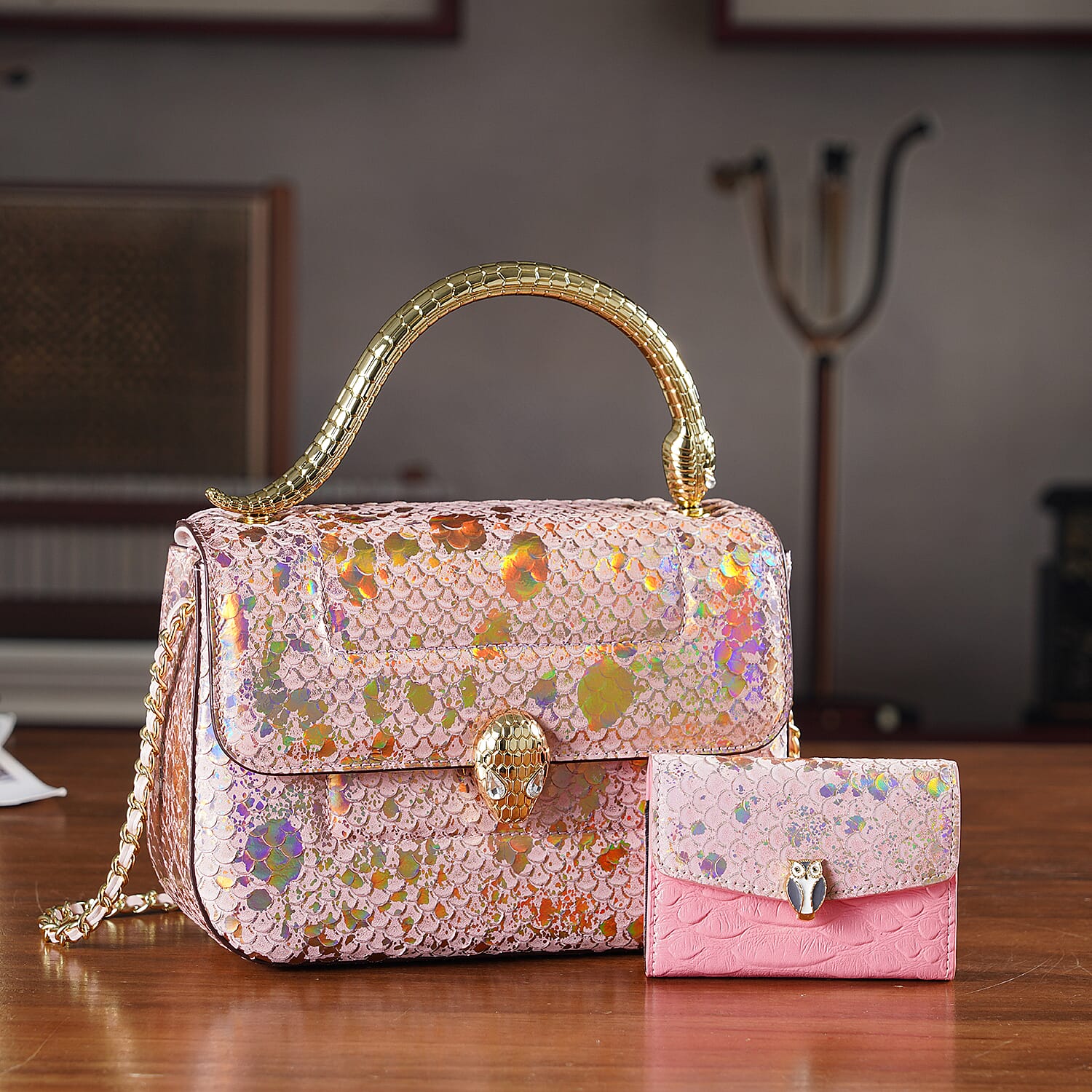 La Marey Signature Crossbody Bag (Size - One Size) - Pink & White