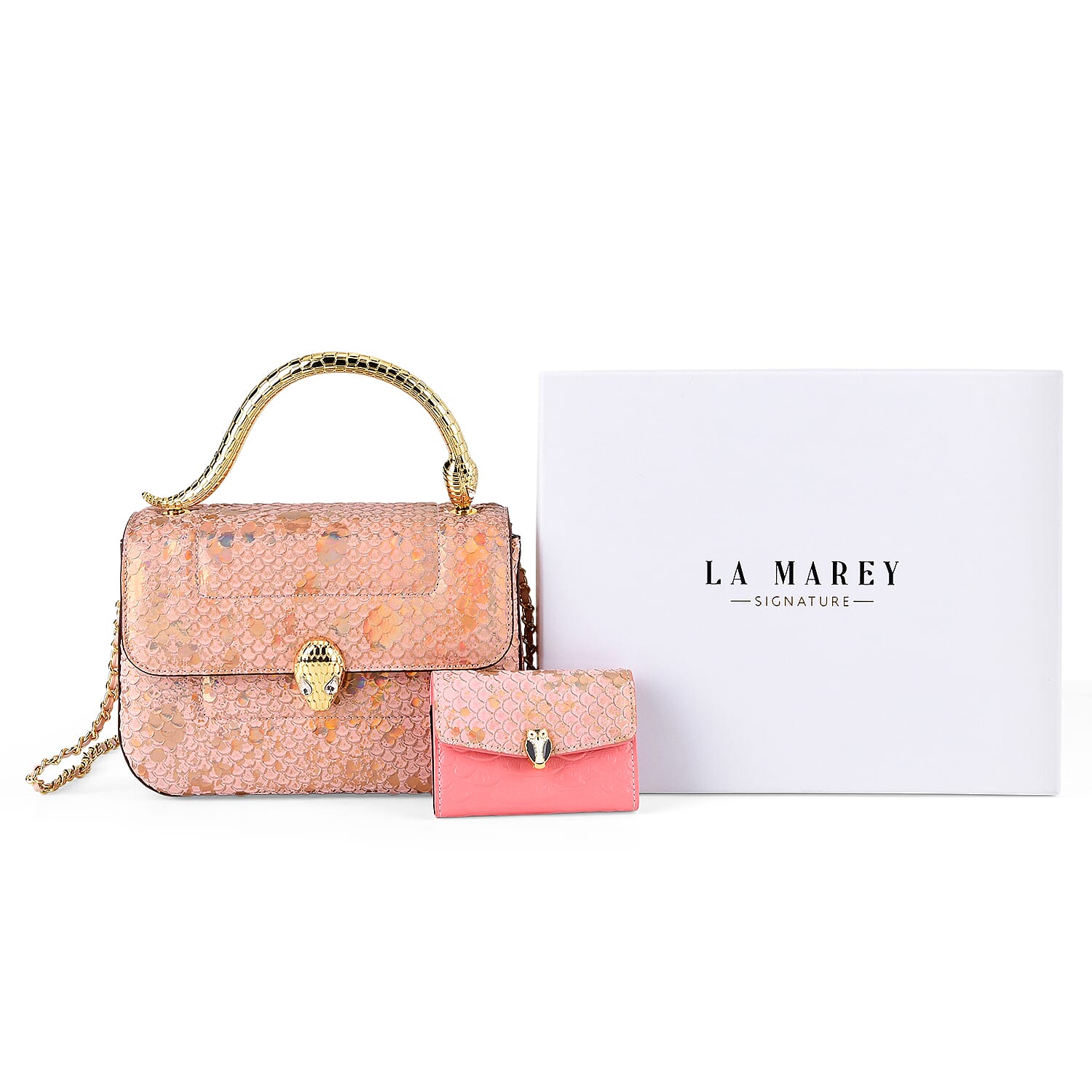 La Marey Signature Crossbody Bag (Size - One Size) - Pink & White