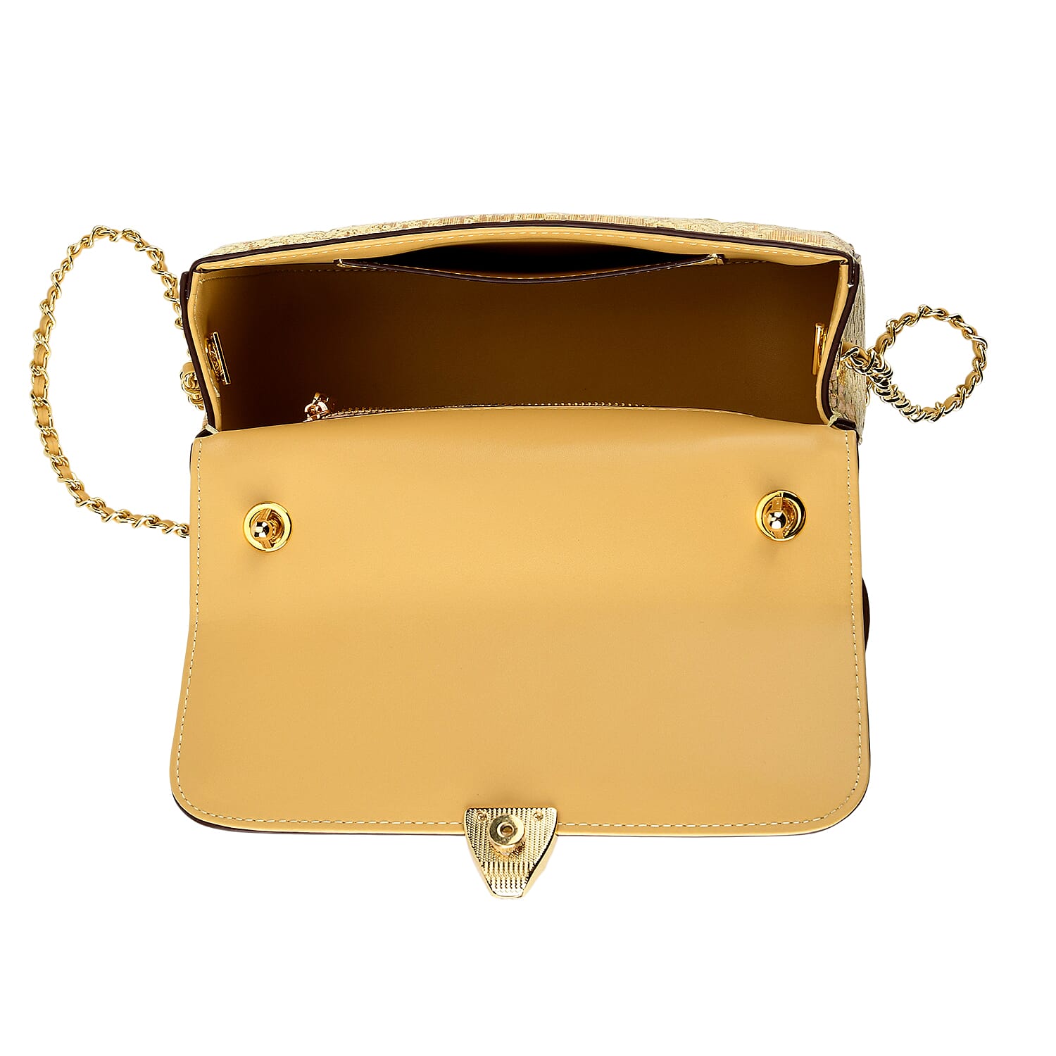 LA MAREY SIGNATURE Set of 2 Genuine Leather Snakeskin Handbag with Detachable Sling Strap & Card Holder - Gold