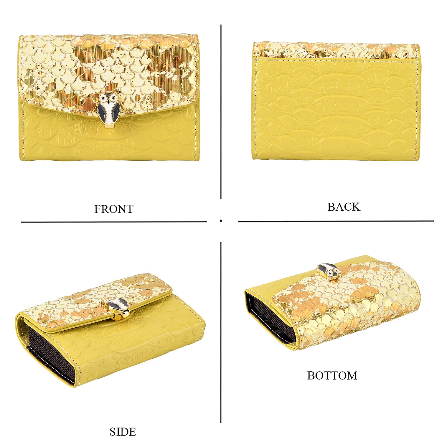 LA MAREY SIGNATURE Set of 2 Genuine Leather Snakeskin Handbag with Detachable Sling Strap & Card Holder - Gold
