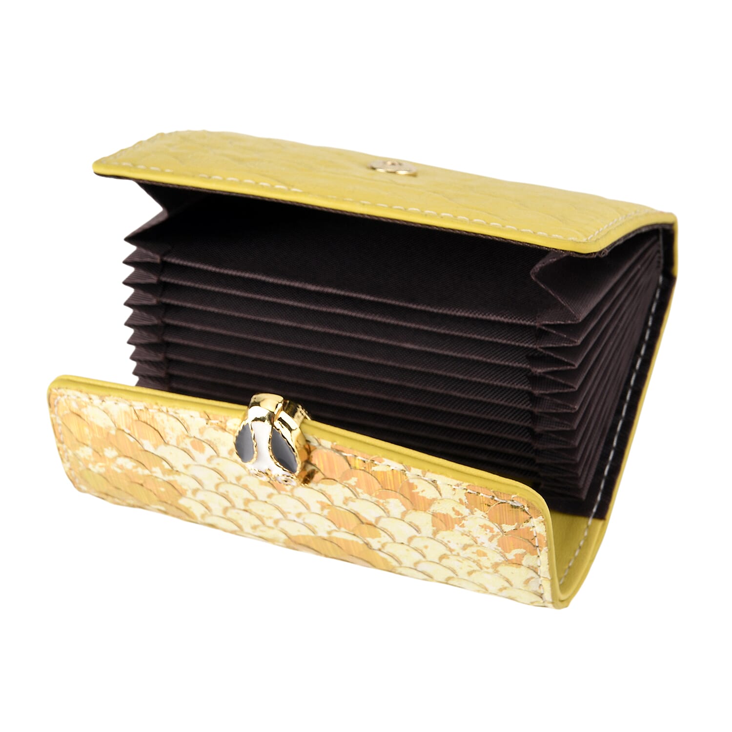LA MAREY SIGNATURE Set of 2 Genuine Leather Snakeskin Handbag with Detachable Sling Strap & Card Holder - Gold
