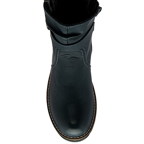 Lotus Triana Womens Comfort Winter Biker Boots With Buckle Detail (Size 3) - Navy
