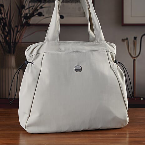Designer Inspired Multi-pocket Side Cinch Tote Shopper Shoulder Bag - Light Green