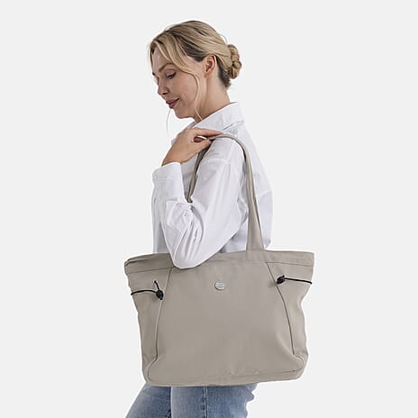 Designer Inspired Multi-pocket Side Cinch Tote Shopper Shoulder Bag - Light Green