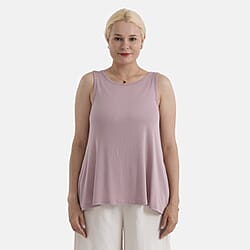 StyledBy Sleeveless Round-neck Blouse with Side Pockets (One Size) - Pale Mauve